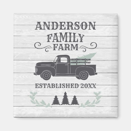 ファームハウスクリスマスツリーファミリーファームパーソナライズされた マグネット (正面)