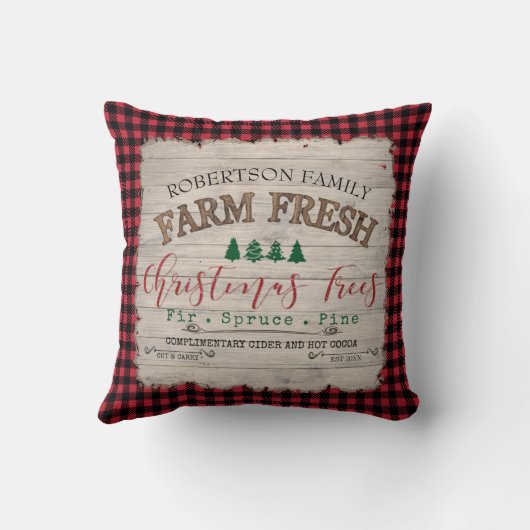ファームハウスクリスマスツリーファームバッファロープレイドファミリー クッション (裏面)