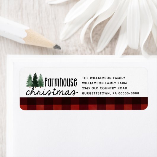 ファームハウスクリスマスバッファロープレイド差出人住所L ラベル (インサイチュ)