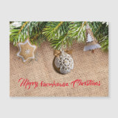 ファームハウスクリスマスバーラップオーナメント磁気カード (正面)