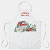 ファームハウスクリスマスバーンとトラックの雪のシーン エプロン (正面)