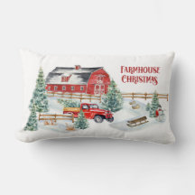 ファームハウスクリスマスバーンとトラックの雪のシーン