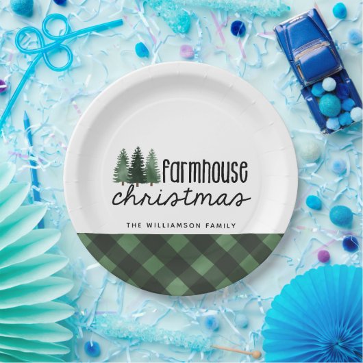 ファームハウスクリスマスプレッドファミリーネーム紙プレート ペーパープレート (パーティー)