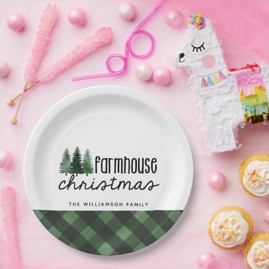 ファームハウスクリスマスプレッドファミリーネーム紙プレート ペーパープレート (パーティー)
