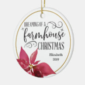 ファームハウスクリスマスポインセチア セラミックオーナメント (左)