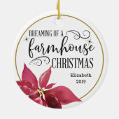 ファームハウスクリスマスポインセチア セラミックオーナメント (裏面)