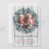 ファームハウスクリスマスリースフォトホリデーカード シーズンカード (正面)