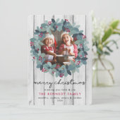ファームハウスクリスマスリースフォトホリデーカード シーズンカード (スタンド正面)