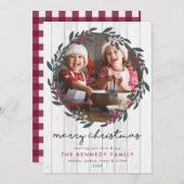 ファームハウスクリスマスリースフォトホリデーカード シーズンカード (正面/裏面)