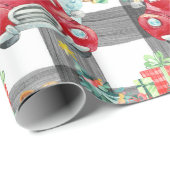 ファームハウスクリスマスヴィンテージレッドトラックとプレイド ラッピングペーパー (ロールコーナー)