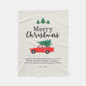 ファームハウスクリスマス | レッドカーの木 フリースブランケット (正面)