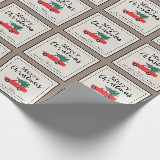 ファームハウスクリスマス | Fresh Cut Tree on Car ラッピングペーパー (角)