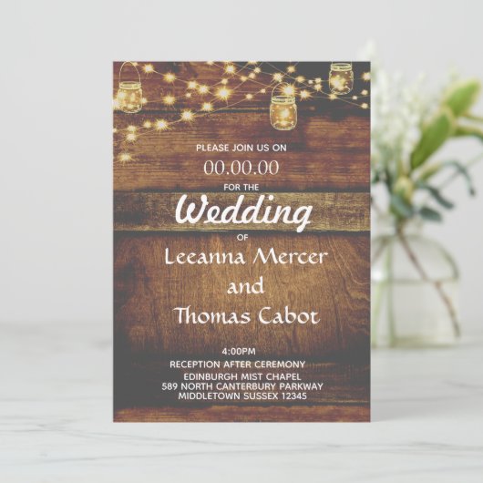 ファームハウスグラムウッド素朴結婚式招待状 招待状 (スタンド正面)