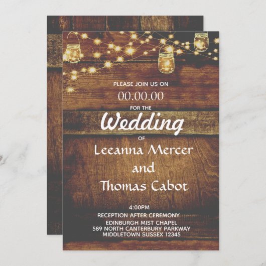 ファームハウスグラムウッド素朴結婚式招待状 招待状 (正面/裏面)