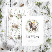 ファームハウスグリーンリースメリークリスマスフォトホー シーズンカード