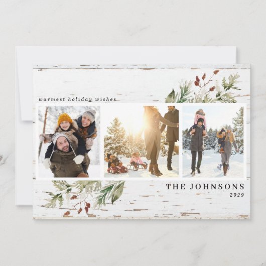 ファームハウスグリーンリーニュートラルフォトコラージュ シーズンカード (正面)