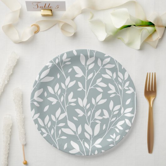 ファームハウスグリーンリーフかわいらしつる植物 ペーパープレート (ウェディング)
