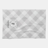 ファームハウスグレーバッファローチェックファパーソナライズされたミリ キッチンタオル (横)