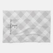 ファームハウスグレーバッファローチェックファパーソナライズされたミリ キッチンタオル (横)