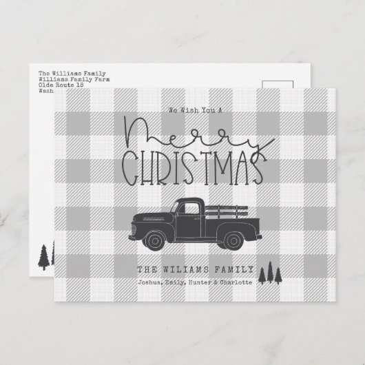 ファームハウスグレーバッファロープレイメリークリスマスカード ポストカード (正面/裏面)