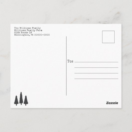 ファームハウスグレーバッファロープレイメリークリスマスカード ポストカード (裏面)