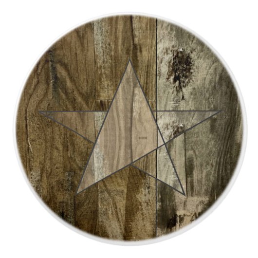 ファームハウスグレーバーンウッドウエスタンカントリースター セラミックノブ (正面)