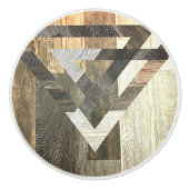 ファームハウスグレーバーンウッドパターンウエスタンカントリー セラミックノブ (正面)