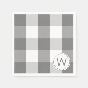 ファームハウスグレーホワイトMONOGRAMバッファローチェック スタンダードカクテルナプキン
