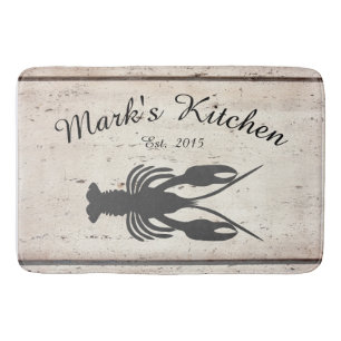 ファームハウスケージャンクロフィッシュモノグラムキッチンマット バスマット