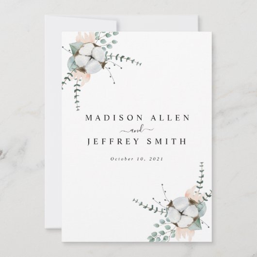 ファームハウスコットンユーカリ結婚式招待状 案内状 (裏面)