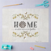 ファームハウスコットン秋の葉グレーマスタードホーム 薄葉紙 (クラフト)