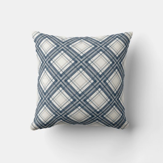 ファームハウスコテージコアプレイドネイビー、石板、グレー クッション (裏面)