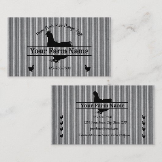 ファームハウスコルゲートチキンスプリットモノグラムエッグ 名刺 (正面/裏面)