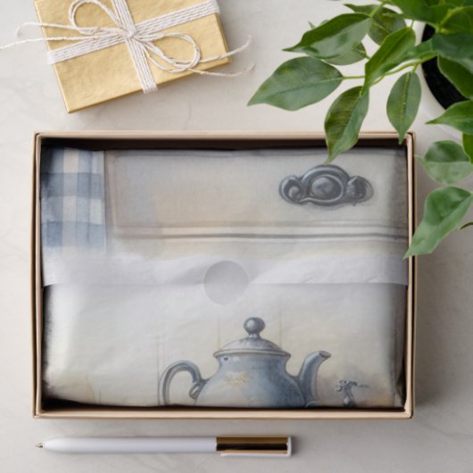 ファームハウスコーヒーポットとワイルドフラワーティッシュペーパー 薄葉紙 (ギフト)