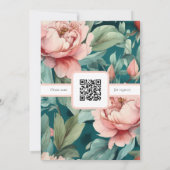 ファームハウスシックピンクグリーンブライダルシャワーw/QRコード 招待状 (裏面)