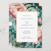 ファームハウスシックピンクグリーンブライダルシャワーw/QRコード 招待状 (正面/裏面)