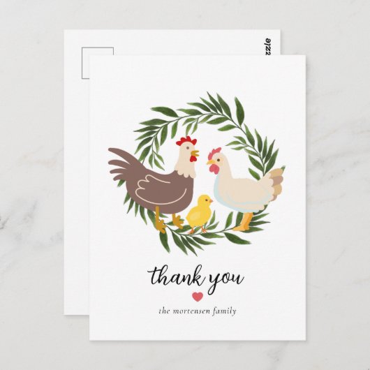 ファームハウスシック赤ちゃんシャワー ポストカード (正面/裏面)