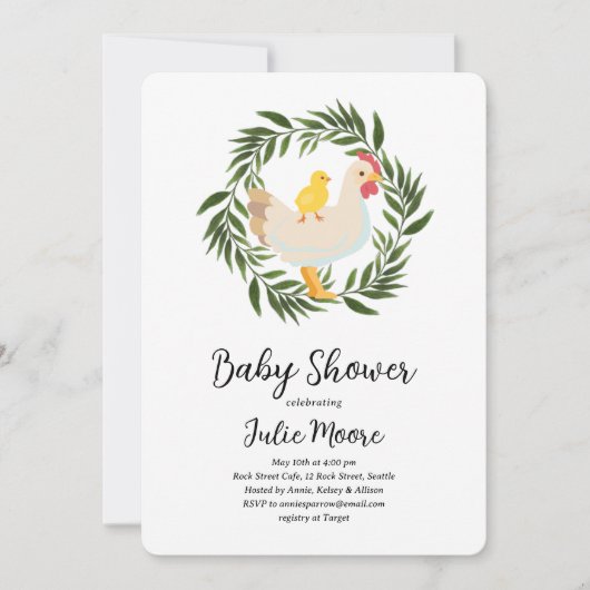 ファームハウスシック赤ちゃんシャワー 招待状 (正面)