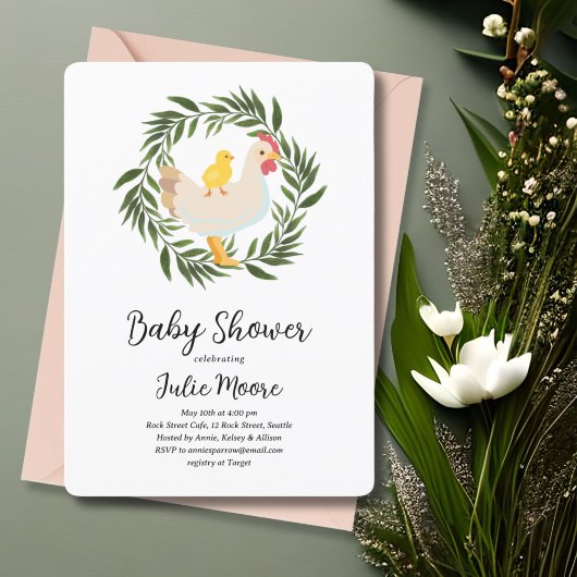 ファームハウスシック赤ちゃんシャワー 招待状