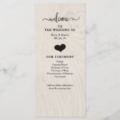 ファームハウスシック |ハートと木材結婚式 プログラム (正面)