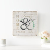 ファームハウスシープラップウッドホームフレンズファミリー名 スクエア壁時計 (ホーム)