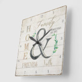 ファームハウスシープラップウッドホームフレンズファミリー名 スクエア壁時計 (傾斜)