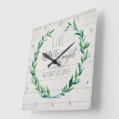 ファームハウスシープラップウッド素朴リーフリースファミリー スクエア壁時計 (傾斜)