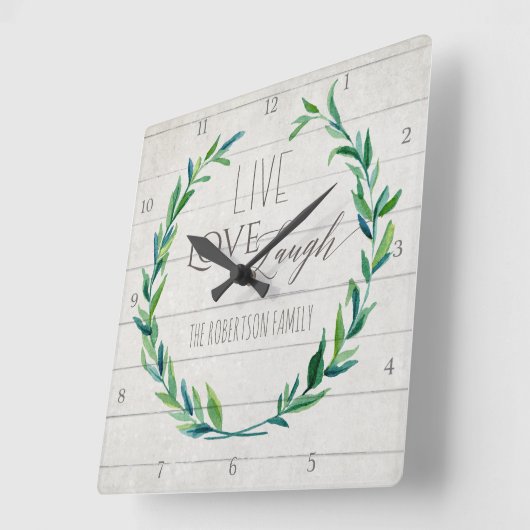 ファームハウスシープラップウッド素朴リーフリースファミリー スクエア壁時計 (傾斜)