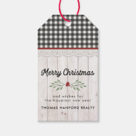 ファームハウスシープラップ&バッファローチェッククリスマス ギフトタグ