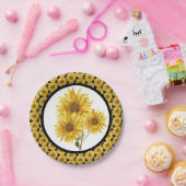 ファームハウススタイルのひまわりフラワーリング ペーパープレート (パーティー)