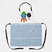 ファームハウススタイルのブルーギンガムとニンジン エプロン (正面)