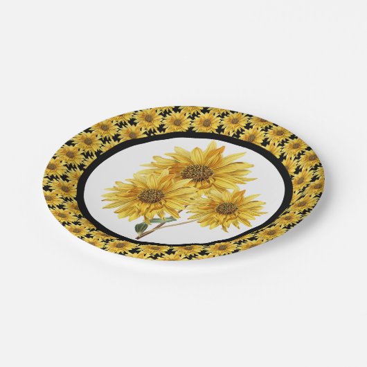 ファームハウススタイルひまわりフローラ ペーパープレート (アングル)
