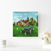 ファームハウススタイルインザガーデン素朴 – 屋外 スクエア壁時計 (ホーム)