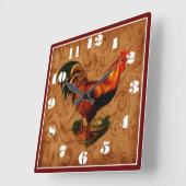 ファームハウススタイルカントリールースター スクエア壁時計 (傾斜)